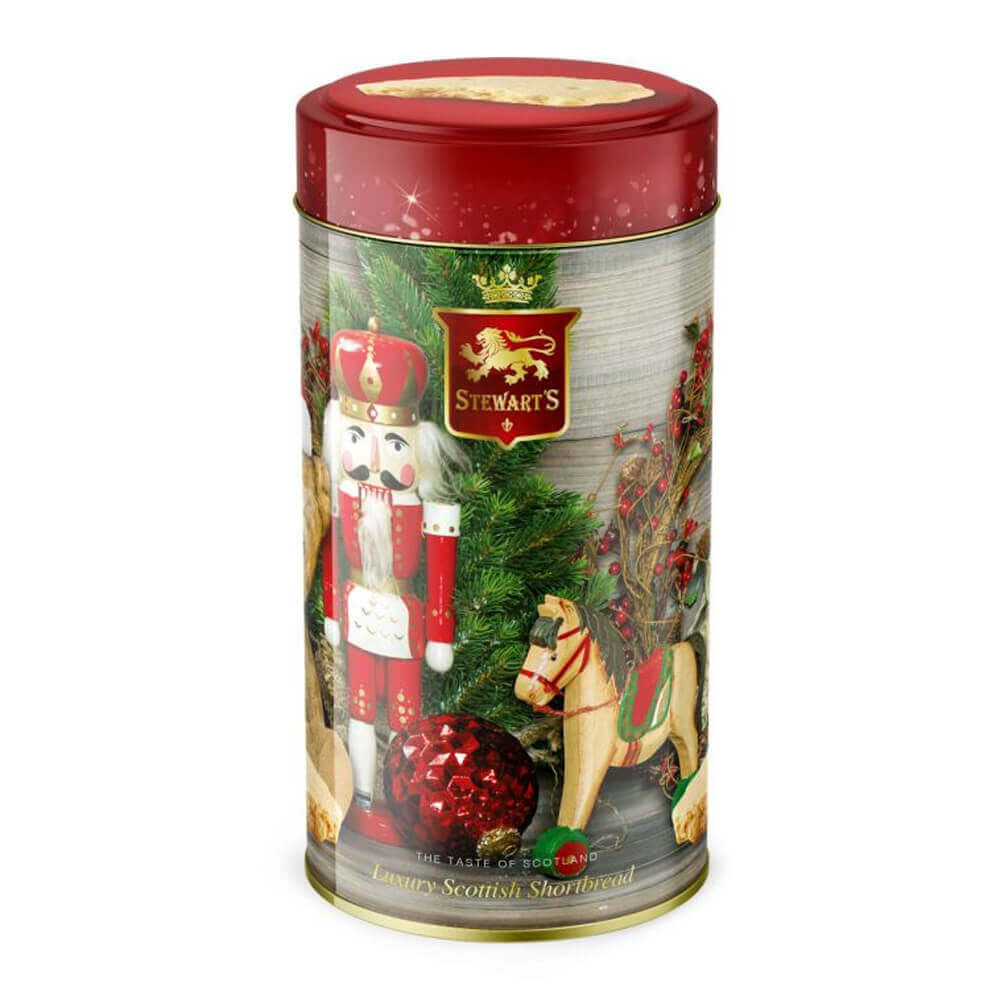 Stewarts Xmas Antique Christmas Shortbread Tin Tube 150g